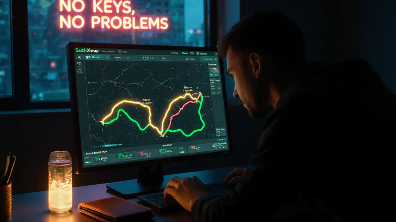 Trader using SushiXSwap’s cross-chain optimizer, avoiding high gas fees on Ethereum.