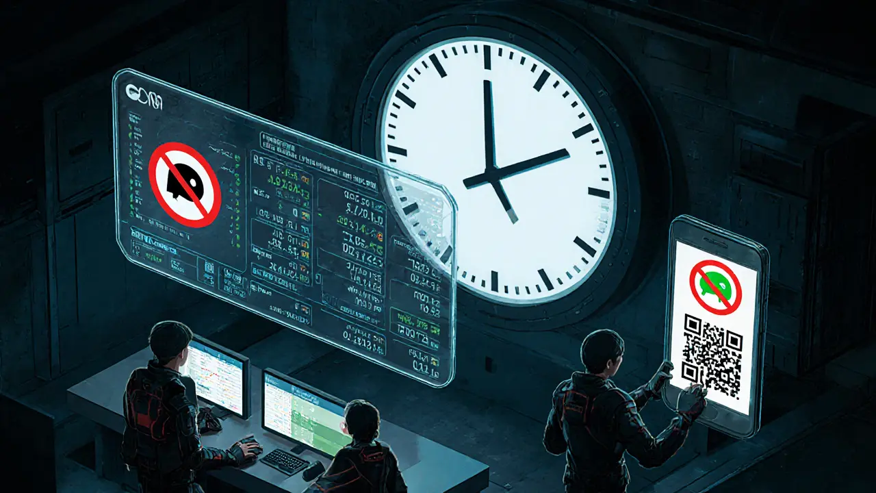 Underground traders monitoring decentralized exchange screens in a Shenzhen bunker.