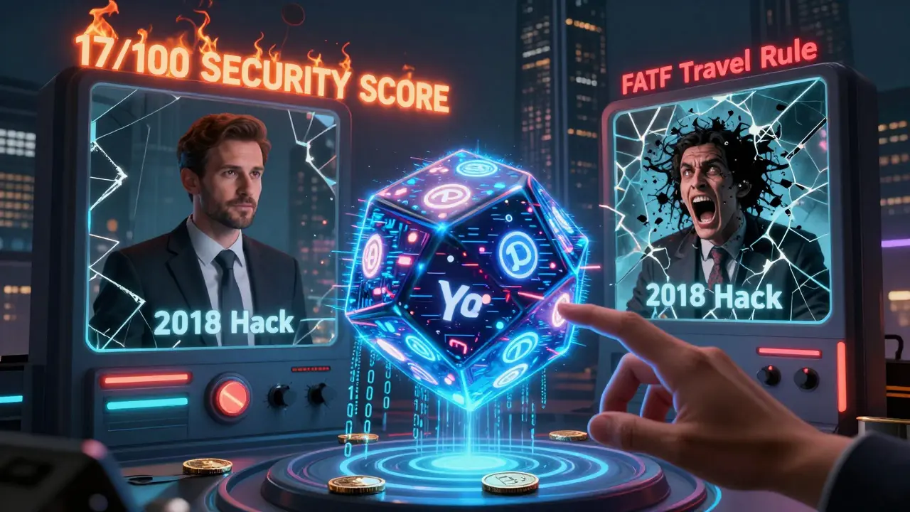 A glitching digital dice game with a BTC coin dropping as binary code flows, reflecting a trader’s lost portfolio.