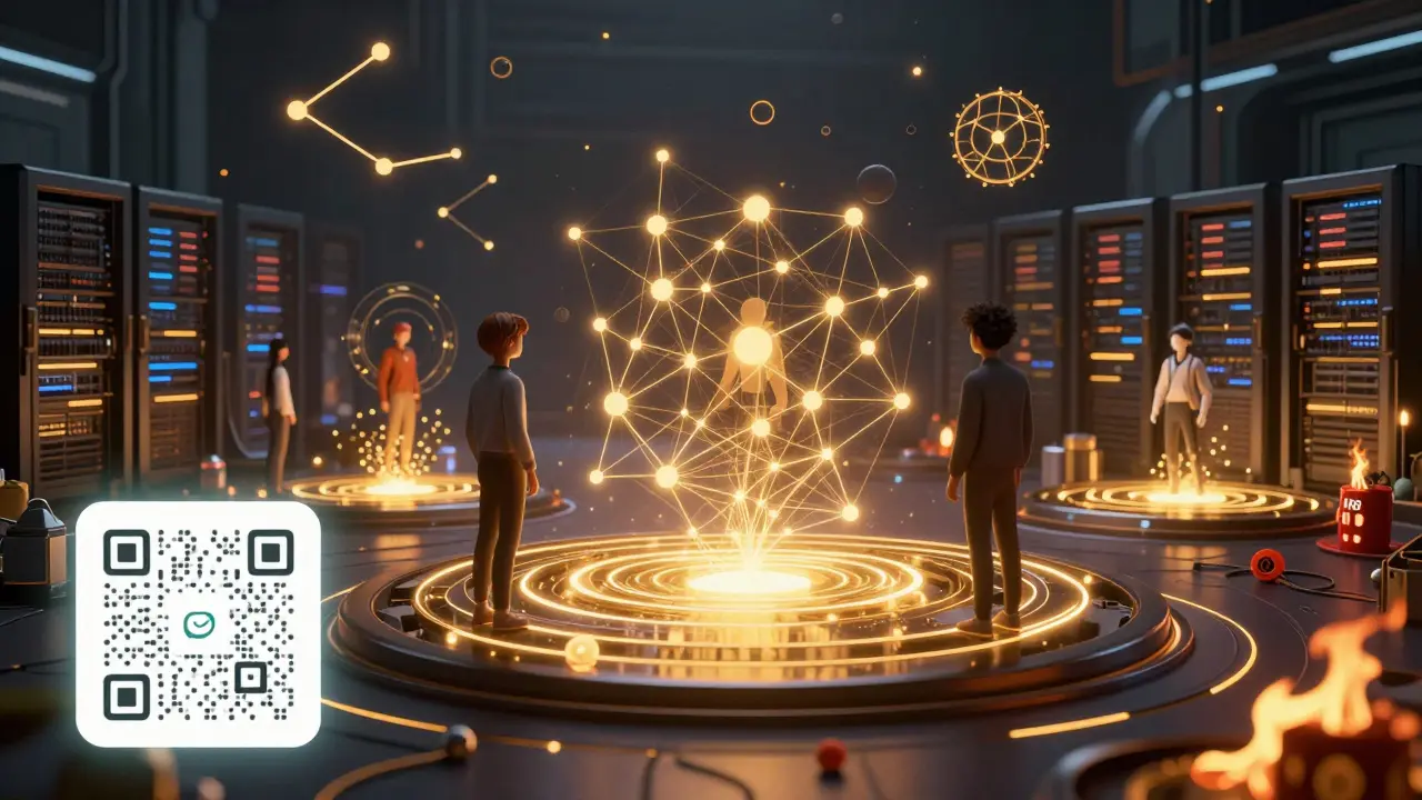 Futuristic AI marketplace where creators earn royalties from licensed 3D assets.