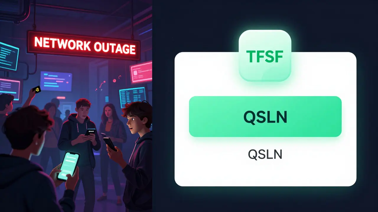 Split scene: chaotic crypto exchange vs. calm Canadian brokerage dashboard with TFSA confirmation.