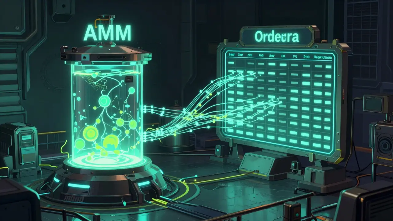 Futuristic connection between a liquidity pool and a digital order book