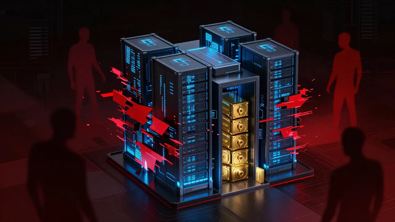 Digital fortress representing exchange security vs cyber threats