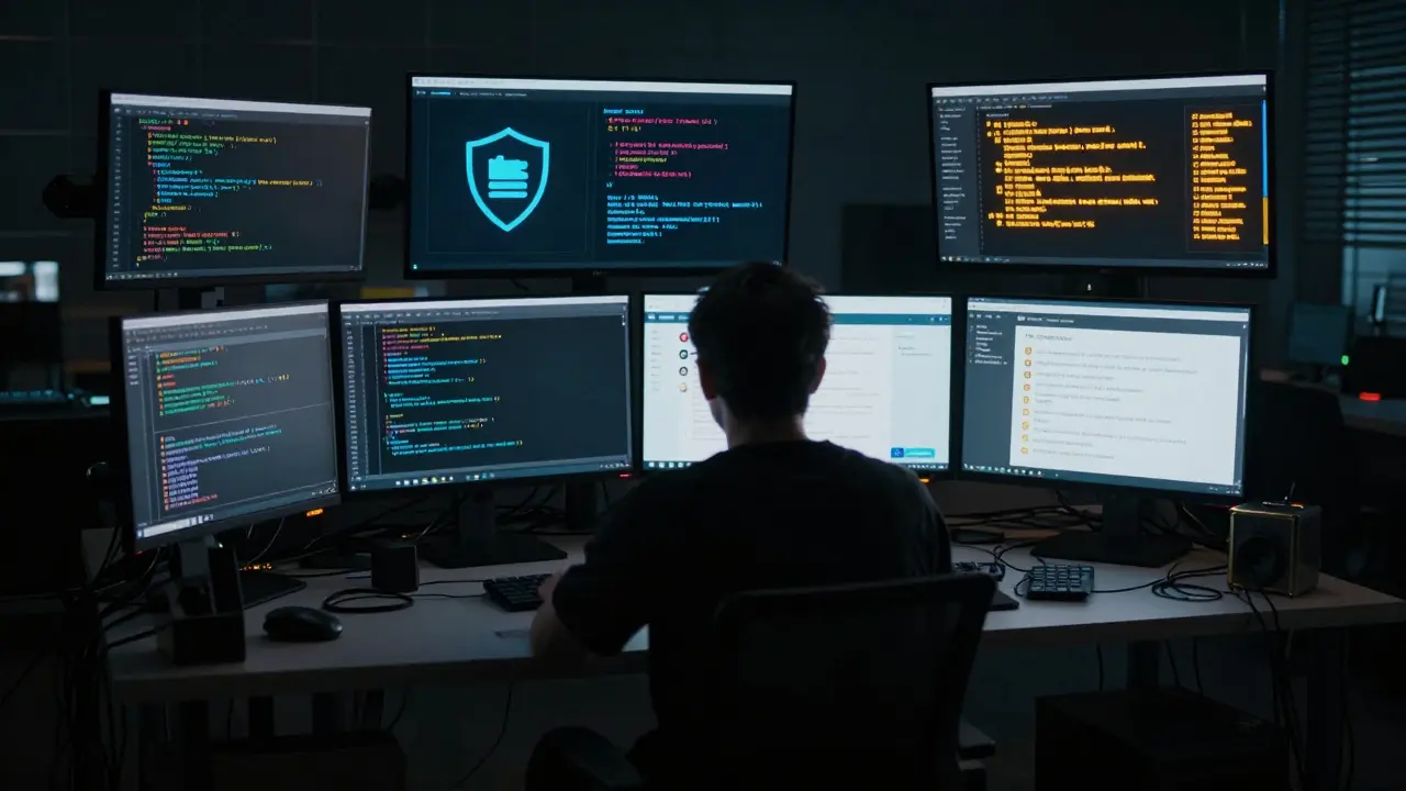 User preparing for crypto airdrop with security checks on screens
