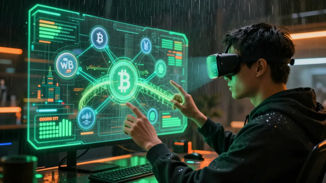 Holographic bridges connecting crypto assets across blockchain networks