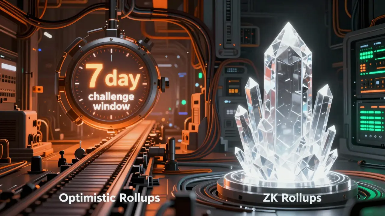 Contrast between chaotic optimistic rollups and precise ZK proof crystals