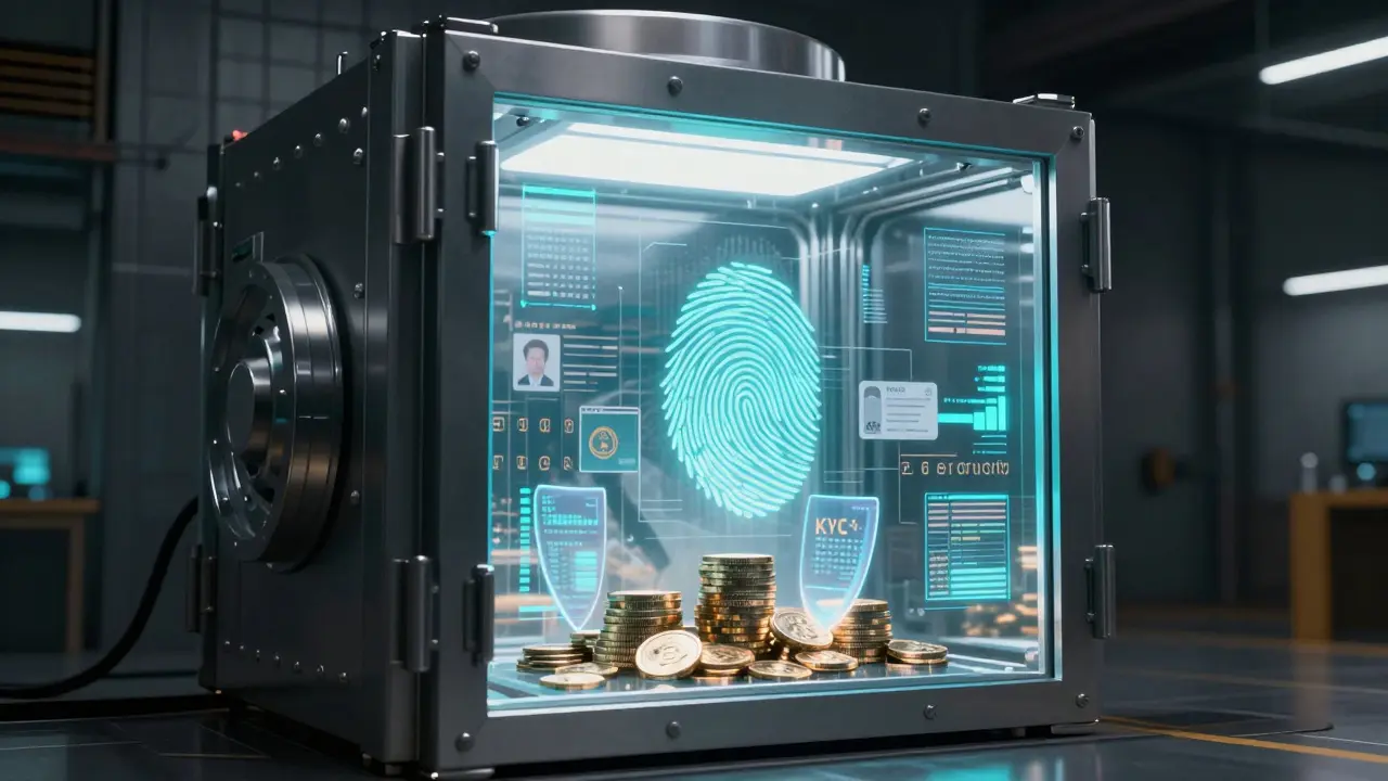 Holographic security vault protecting digital assets with biometric data streams