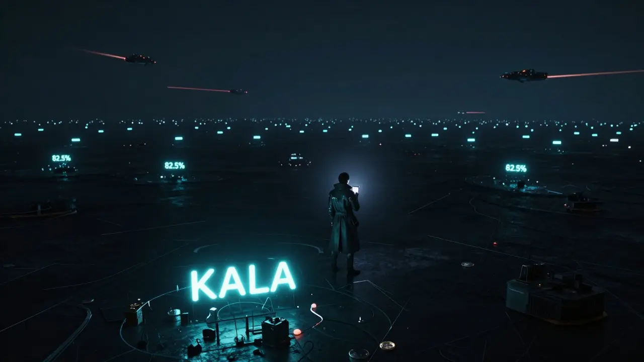 Lone figure overlooking vast digital landscape representing undistributed crypto supply