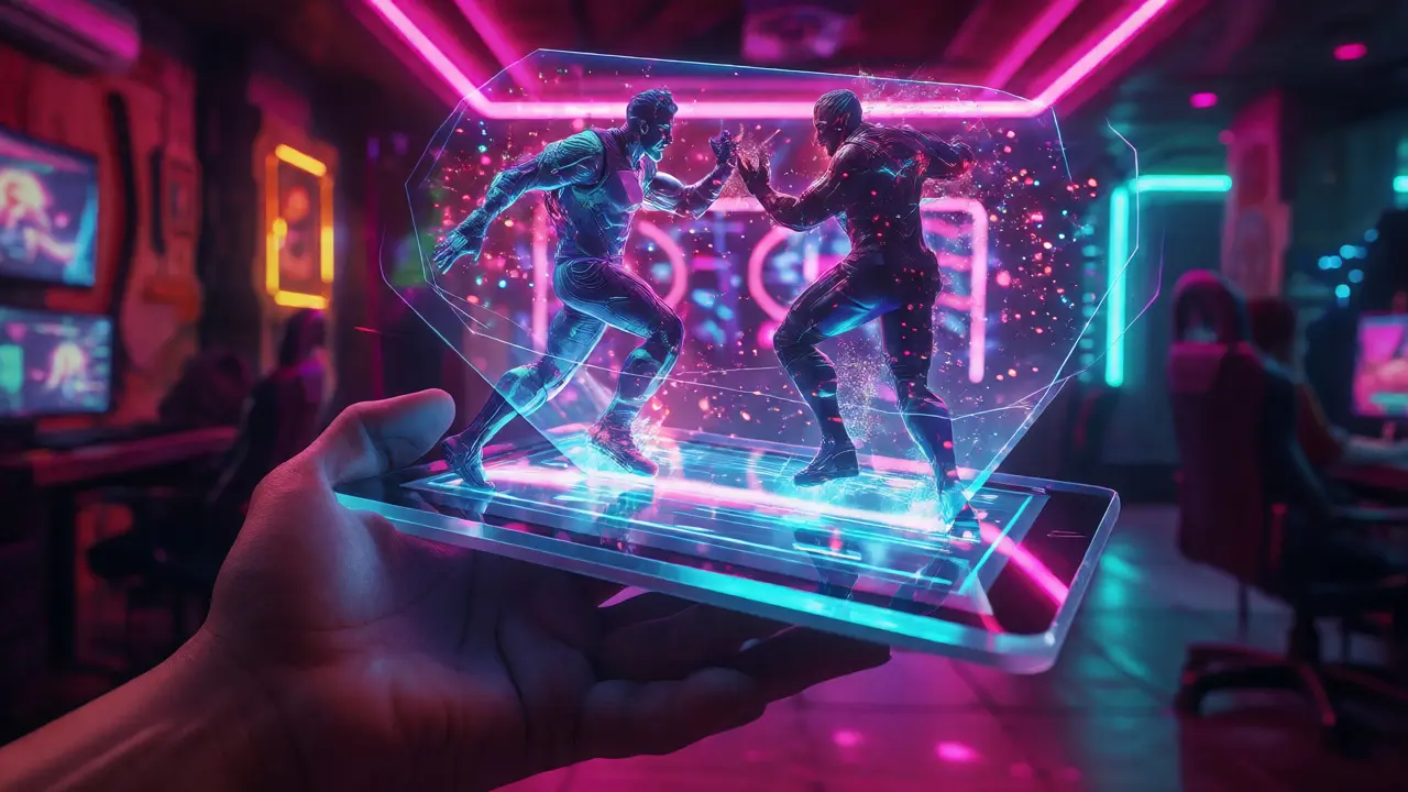 Holographic 3D battle arena projected from a handheld device