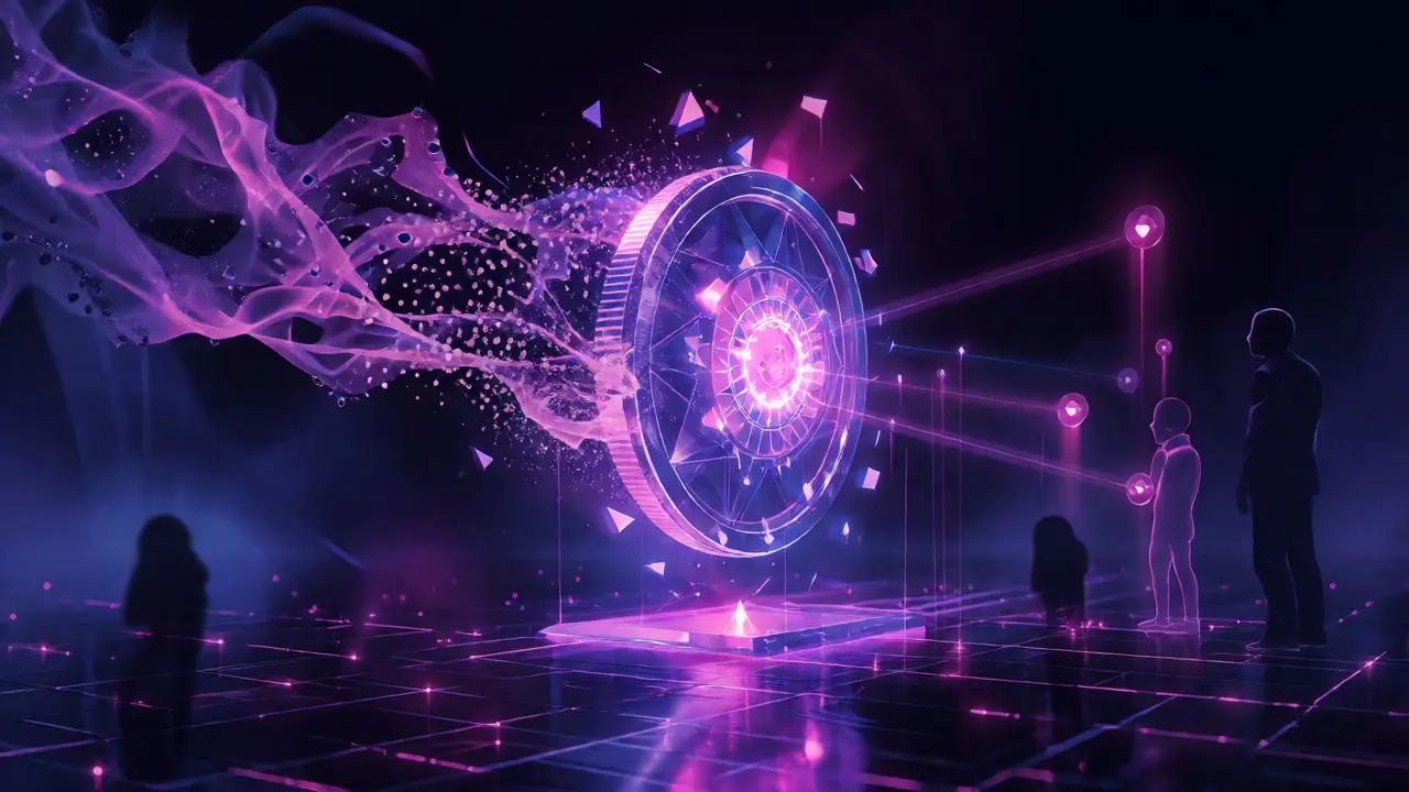 Holographic LEND token evolving from chaos to structured governance