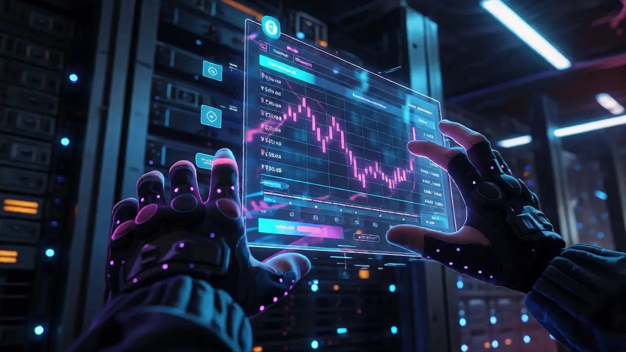 Trader interacting with a slow, holographic order book interface